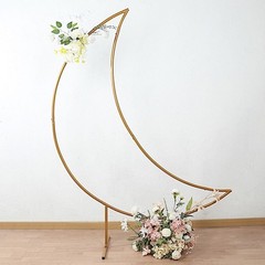 6.5 ft Gold Metal Crescent Moon Wedding Arch Backdrop Stand Party Decorations
