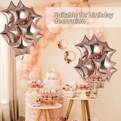 20pcs 18in Rose Gold Star Foil Balloons, Pink Star Shaped Helium Balloons for…