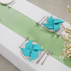 Pack Satin Table Runner 12 x 108 Inch, Smooth Table Runners for 24 Sage Green