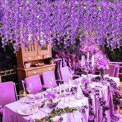12 PCS Wisteria Hanging Flowers, 3.6ft Fake Vines 12 Pack Light Purple