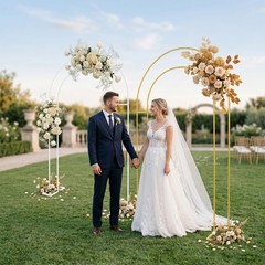 White/Gold Wedding Arch Backdrop Stand 130*40*220cm Metal Arch Backdrop Stand