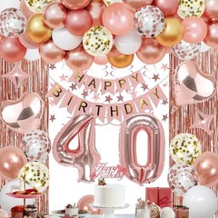 40th Rose Gold Birthday Party Decorations for Women, Rose Gold Happy Birthday…