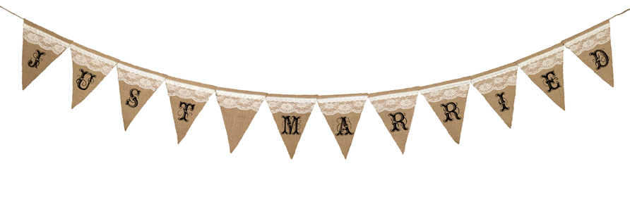 Just Married Burlap Banner Reception Decor Rustic Country Theme Wedding
