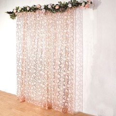 8ft x 8ft Rose Gold Tulle Backdrop CURTAIN Drape Panel Embroidered Sequins Event