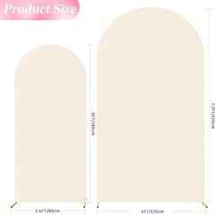2PC Wedding Arch Cover 7.2FT & 6FT Spandex Fitted Wedding Arch Covers Beige