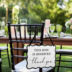 2 Pack Wooden Reserved Signs for Wedding Chair 8.5 X 11 Inch This Row Is Reserve