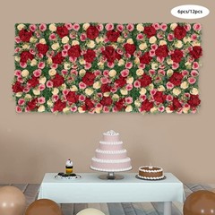 12 Pcs Artificial Flower Wall Panels Faux Hanging Floral Backdrop Decor 40*60cm