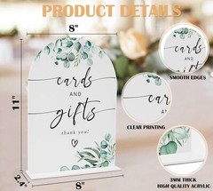 Greenery Cards and Gifts Sign, 8 x 11 Inch White Arch Acrylic Wedding Sign wi…
