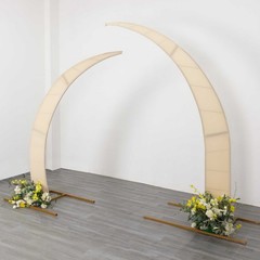 2 BEIGE Fitted Spandex Half Crescent Moon Arch BACKDROP STAND Events Wedding