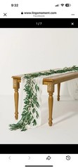 Ling’s Moment Burgundy Navy Flower Runner, fabric arch & table linen & candles
