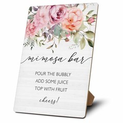 Mimosa Bar Sign, Mimosa Bar Supplies, Floral Brunch Decor, Flower Wooden Tabl…