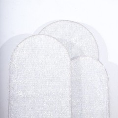 3 SILVER Metallic Tinsel Round Top Arch Polyester STAND COVERS Set Party Events