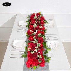 Elegant Red Floral Arrangement Row Wedding Backdrop Staircase Fence Decoration