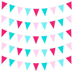40Ft Teal Hot Pink Fabric Bunting Banner Pennant Hanging Party Decorations Trian