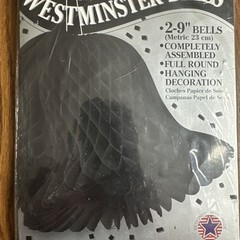 VTG 1998 Beistle Westminster Wedding Bell Art Tissue Decor 9 In Black