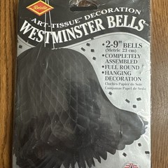 VTG 1998 Beistle Westminster Wedding Bell Art Tissue Decor 9 In Black