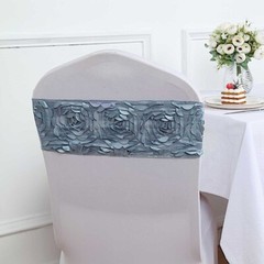 10 Dusty Blue Satin Rosettes Stretchable Spandex Chair Sashes Wedding