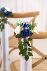 Elegant Blue Pew Flowers Set for Wedding Aisle Decorations – 10 Pack