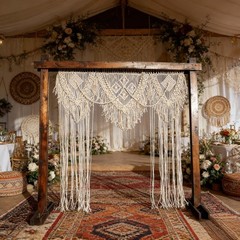 Macrame Arch Bohemian Macrame Wedding Backdrop Decor Home Geometric Fiber Art