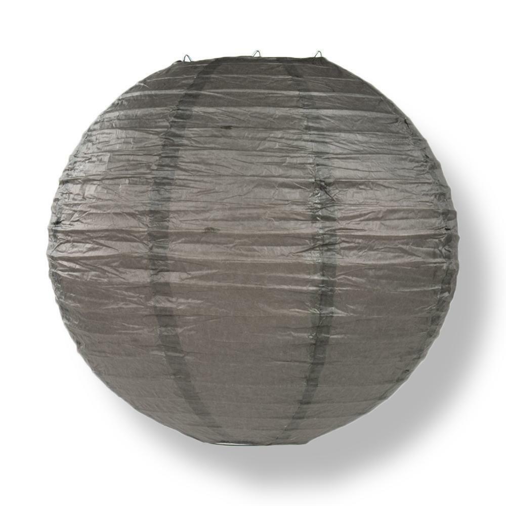 6″ Driftwood Grey Round Paper Lantern, Even Ribbing, Hanging Decoration