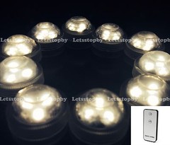 10 pcs LED WARM WHITE Tea Candle Submersible Light w/ Remote Vase Floral Wedding