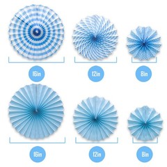 Hanging Paper Fans Party Set, Round Pattern Paper Garlands Decoration for Bir…