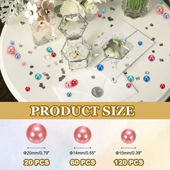 200 Pcs Pearl Bead for Vase Filler, 20/14/10mm Floating Beads(Light Red)