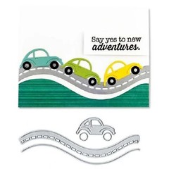 Car Highway Border Metal Die Cuts, Car and Road Frame Background Wedding Cutt…