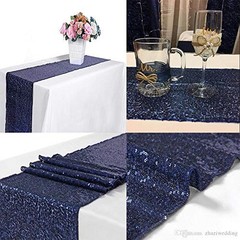 Sequin Table Runner 12″ x 72″ Sparkly Navy Metallic 12″ x 72″ – 1pcs Navy Blue
