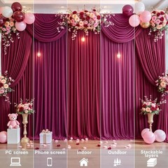 Burgundy 4 Panels Backdrop Curtains – 12ft High for Stunning Scenes