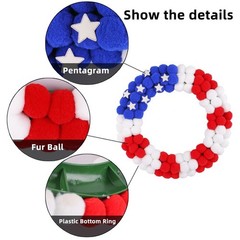 Ball Wreath in Red Blue White for Independence Day For Home Party Decor
