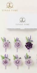 Set of 6 Lavender/Plum Rose Boutonnieres for Groom/Groomsmen Wedding
