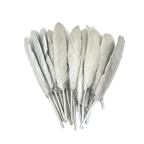 100pcs 3″-6″ Natural Goose Feathers Decorative Quill Feather for Silver