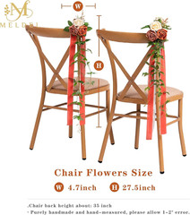 10Pcs Ivory Orange Wedding Chair Decorations Floral Swag Garland with Ribbon