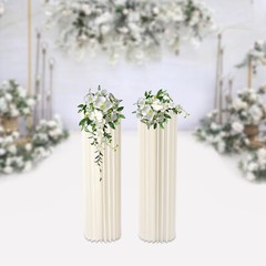 2Pcs 39.4in Milky White Cardboard Vase Stands Wedding Party Decor