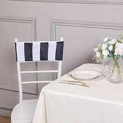 5 Black White 5″ x 14″ Striped Spandex Fitted Chair Sashes Party Decorations