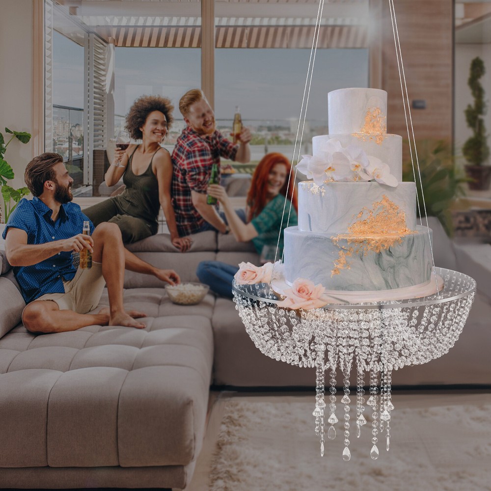 60CM Swing Cake Rack Stunning Sparkling Chandelier Stand Suspended Cake Acrylic