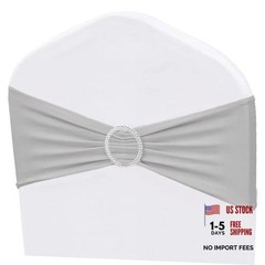 Pack Spandex Chair Sashes Bows Stretch Chair Bands with Buckles 50 Silver Grey