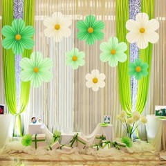 Party Decorations Paper Flowers Decorations for Wall Classroom Paper Fans Green