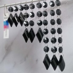 30pcs Black Buttons Pendant Acrylic Octagon Bead Chain Garland Chandelier Party