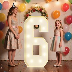 4FT Marquee Numbers 6 Sign,Large Light Up Numbers Party Decoration – Hook and…