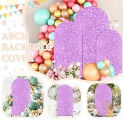 Set of 3 Lavender Spandex Wedding Arch Covers 7.2FT 6.6FT 6FT Sequin Backdrops