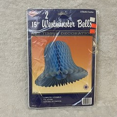 VTG Beistle 15” Bells Light Blue Tissue Honeycomb Wedding Party 4 Bells Total