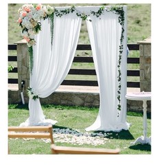 White Chiffon Wedding Backdrop Curtain 10ft x 7ft Wrinkle-Free Set of 2