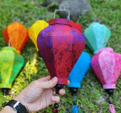 Set 16 Vietnam Silk Lanterns: Small Lamp Wedding Decor, Outdoor Garden Lantern