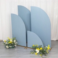 4 Matte DUSTY BLUE Fitted Spandex Half Moon Wedding Arch Backdrop STAND COVERS