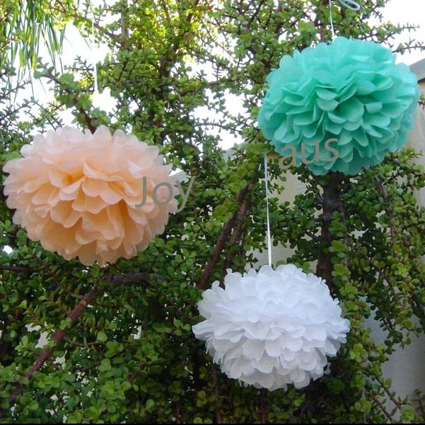18x tissue paper pom poms flowers tiffany white peach pom birthday wedding venue