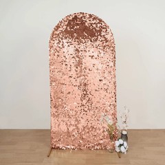 7 ft BLUSH Payette Sequin Fitted Round Top Wedding Arch STAND COVER Party Events