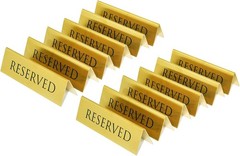Golden Metal Table Top Reserved Sign for Restaurants, Wedding, Ceremony Events