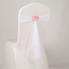 10 PCS Elastic Spandex Wedding Party Sashes Rose Flower Decor Lace Chair Cover